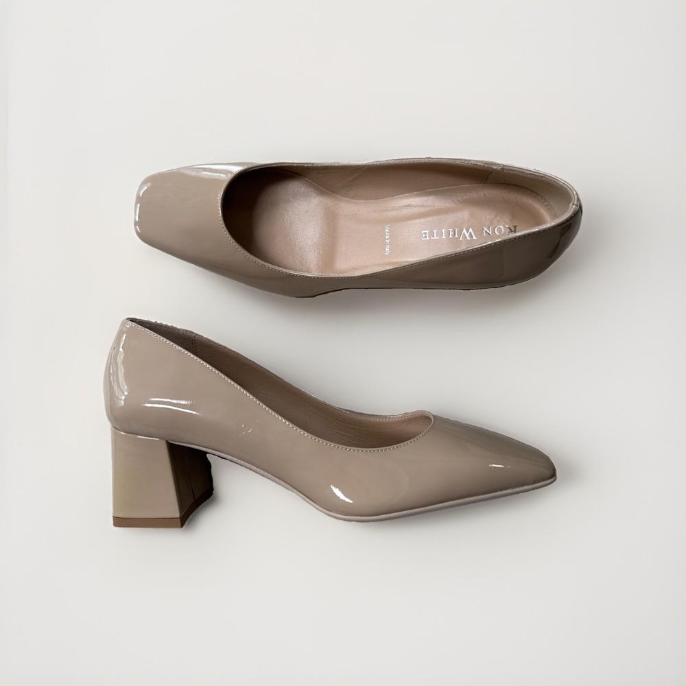 Ron White Lizbeth Square Toe Block Heel Nude‎ Women Pump EU 39 Italy NEW $575